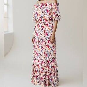Staccato Floral Off-Shoulder Maxi Dress in Size Large